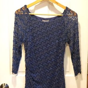 Formal Navy 3/4 Sleeve Dress Bump Friendly